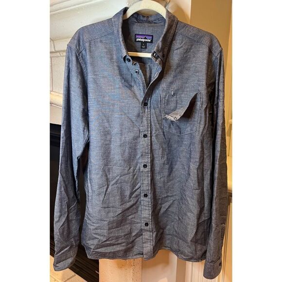 Patagonia Men's Long-Sleeved Bluffside Shirt Blue Button Down Size Large - Picture 5 of 14